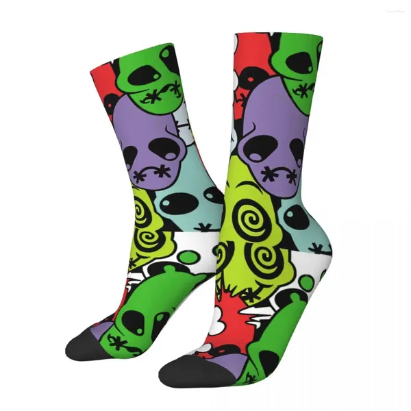 Calcetines de hombre Hip Hop Retro cara emoticonos Crazy Alien Unisex estilo callejero patrón impreso novedad Happy Crew calcetín regalo para niños