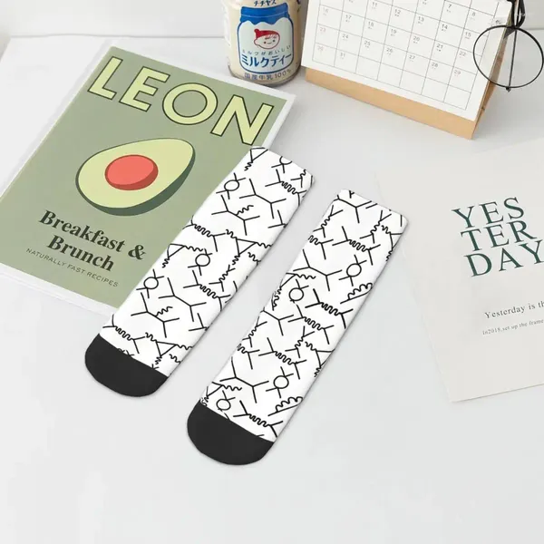 Chaussettes pour hommes Hip Hop rétro Feynman diagrammes fou été unisexe mathématiques Harajuku sans couture imprimé drôle nouveauté Happy Crew chaussette garçons cadeau