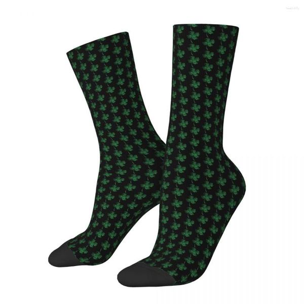 Calcetines de hombre Hip Hop Retro verde trébol de cuatro hojas Día de San Patricio loco estampado sin costuras divertido novedad calcetín de tripulación regalo para niños