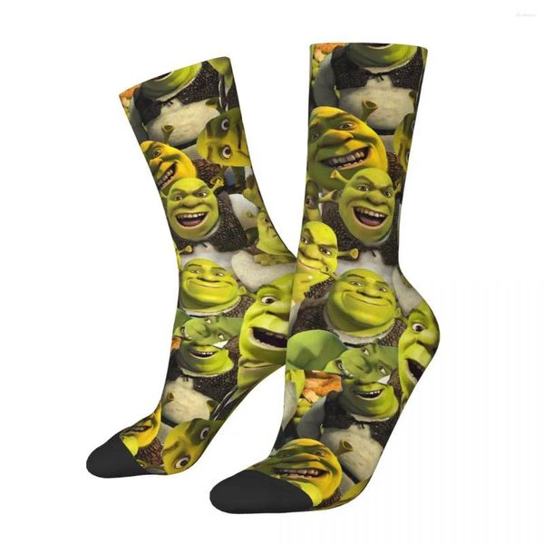 Chaussettes masculines hip-hop shrek mèmes basket-ball drôle face anime polyester long pour femmes hommes non glip