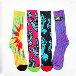 Herensokken Hip Hop Skateboard Men 3d schilderij Santa schreeuwende hand Sock Street Style Nieuwheid Calcetines