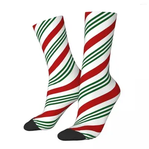 Chaussettes pour hommes Hip Hop Vintage canne à sucre rayures Style fou noël unisexe Harajuku sans couture imprimé Happy Crew chaussette garçons cadeau