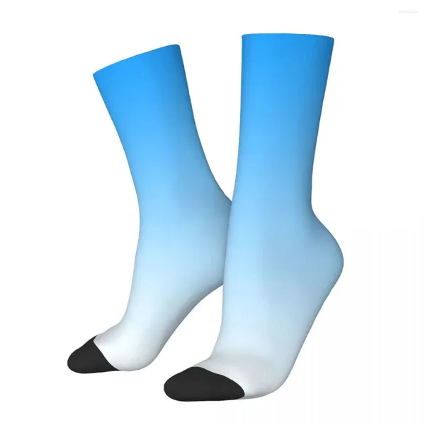 Chaussettes pour hommes Hip Hop Vintage bleu céruléen clair fou unisexe dégradé coloré Harajuku sans couture imprimé équipage chaussette cadeau