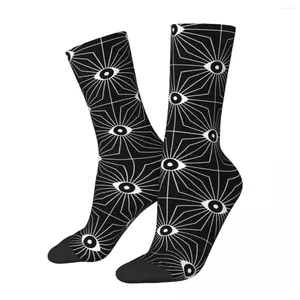 Calcetines de hombre Hip Hop Vintage ojos eléctricos Crazy Alien estilo callejero Unisex estampado sin costuras novedad Happy Crew calcetín regalo para niños