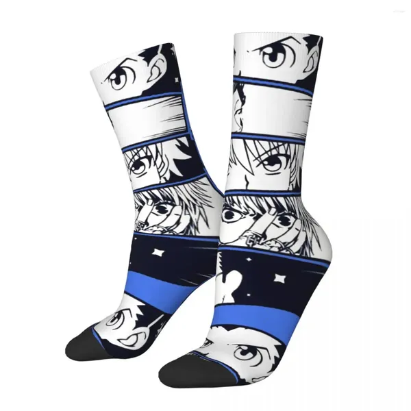 Chaussettes masculines hip hop vintage visages fous compression unisexe x gon killua kurapika anime street style équipage