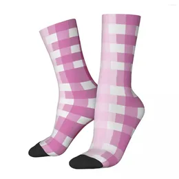 Herensokken Hip Hop Vintage Gingham Lesbian Crazy Compressie Unisex Cottagecore Harajuku Patroon Gedrukt Crew Sock Boys -cadeau