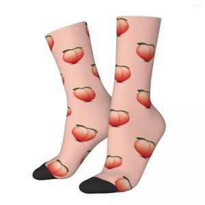 Chaussettes pour hommes Hip Hop Vintage Peaches Crazy Men's Compression Unisex Fruit Family Street Style Seamless Imprimé Funny Happy Crew Sock