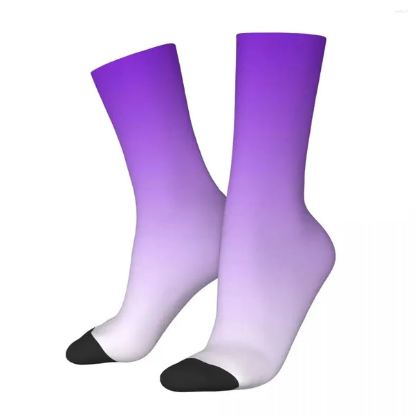 Chaussettes pour hommes Hip Hop Vintage violet clair fou unisexe dégradé coloré Harajuku sans couture imprimé Happy Crew chaussette cadeau