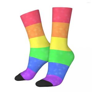 Chaussettes pour hommes Hip Hop Vintage miroitant drapeau de la fierté Gay fou unisexe LGBT amour Harajuku motif imprimé équipage chaussette cadeau pour garçons