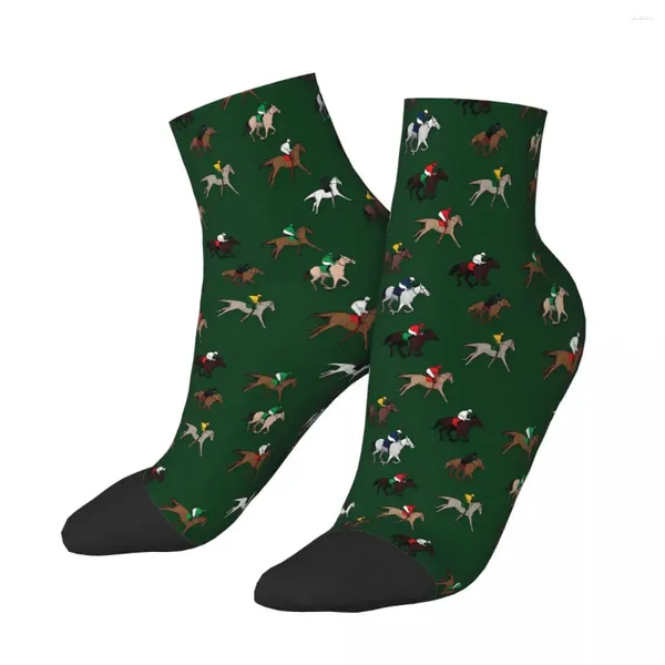 Chaussettes pour hommes motif de course de chevaux cheville hommes hommes femmes bas d'été Polyester