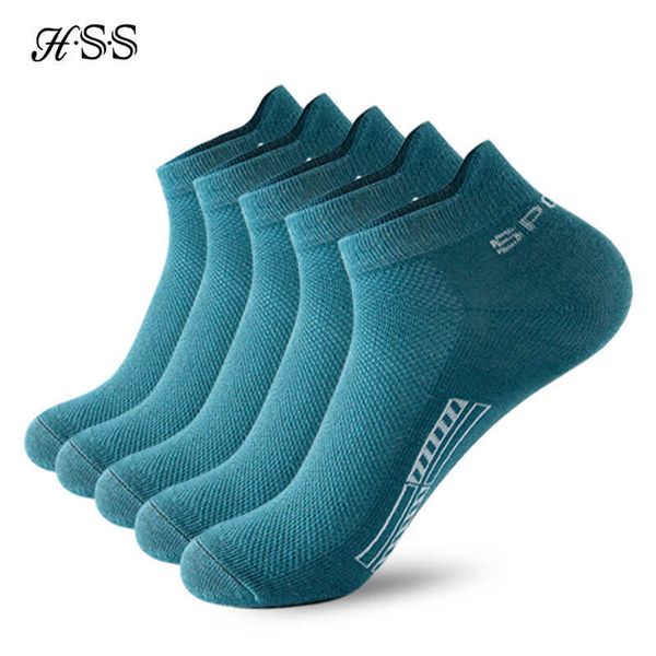 Chaussettes pour hommes HSS 5 paires coton biologique hommes chaussettes cheville respirant maille sport chaussette décontracté athlétique été mince court Sokken grande taille EU4046 Z0227