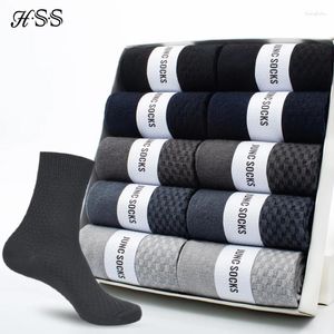 Chaussettes masculines HSS marque 10 paires / lot hommes Bamboo Fibre Classic Business Long Mens Dress Sock pour l'hiver Cadeau Plus taille 39-45 EUR 39-45