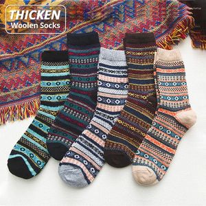 Chaussettes masculines HSS Brand hiver épais Stripe chaude laine 5 paires / lot Calnétines décontractées Hombre épaississeur