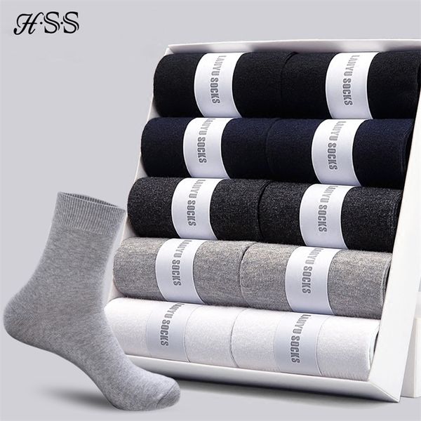 Chaussettes pour hommes HSS coton styles 10 paires Lot noir hommes d'affaires respirant printemps été pour homme US size6.5-12 220924