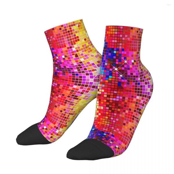 Chaussettes pour hommes Image de paillettes colorées métalliques Look Disco Ball Glitter Pattern Ankle Male Mens Women Spring Bas