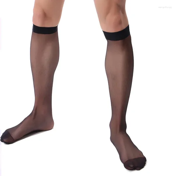 Chaussettes invisibles et respirantes pour hommes, bas façonnants transparents, mi-longs, élastiques, transparents, à hauteur du genou