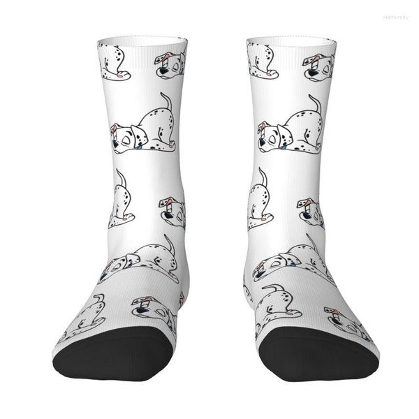 Calcetines de hombre Kawaii divertido perro dálmata vestido de dormir unisex cálido transpirable impresión 3D patrón de dibujos animados tripulación