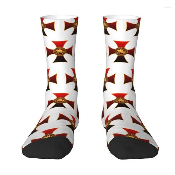 Calcetines para hombres Caballeros Templarios Sello Vestido cruzado para hombres Mujeres Moda cálida Medieval Crusader Warrior Crew