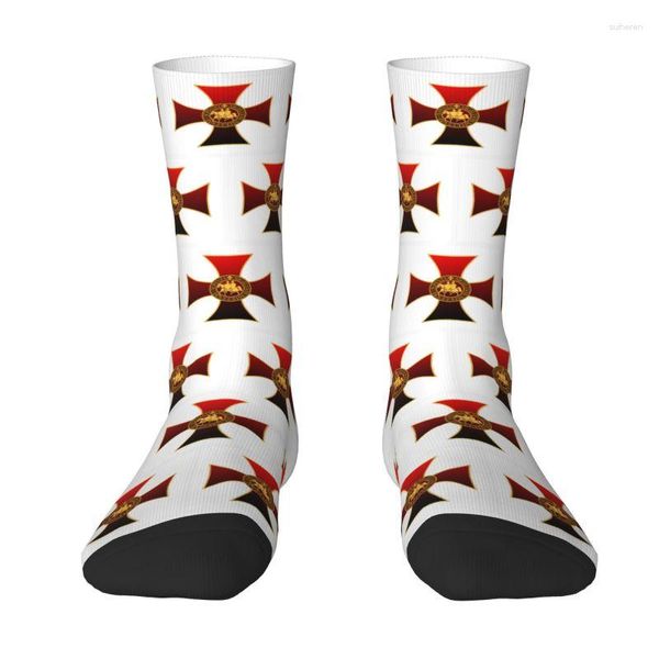 Chaussettes pour hommes Chevaliers Templiers Seal Cross Mens Crew Unisexe Cool 3D Imprimé Médiéval Crusader Warrior Robe