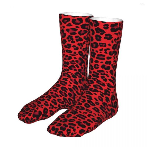 Chaussettes pour hommes imprimé léopard rouge mode femme hip hop printemps été automne hiver cadeau