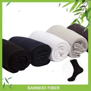 Chaussettes pour hommes Fibre de bambou légère Longue Blanc Hommes Couleur unie Bureau Casual Business Robe athlétique Homme Cadeaux Street Fashion