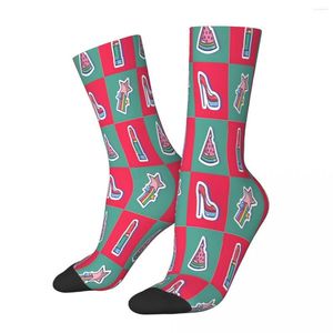 Chaussettes pour hommes Rouge à lèvres Talons hauts Art Hommes Femmes Bas d'été Harajuku