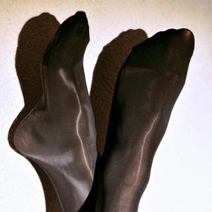 Calcetines de hombre Medias largas para hombre 1 Uds 44 cm/17,3 pulgadas negro/azul marino medias hasta la rodilla aceite de nailon brillante pantimedias transparentes
