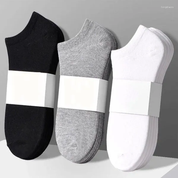 Chaussettes pour hommes Low Cut Hommes Couleur unie Noir Blanc Gris Respirant Coton Sports Mâle Court Femmes