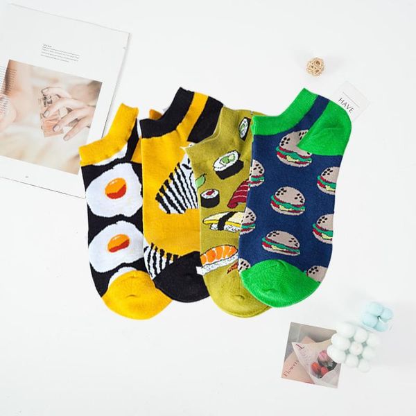 Chaussettes homme homme femme coton peigné mode cheville garder au chaud automne hiver bateau invisible créatif amusant fruits légume Anime Crew Sock