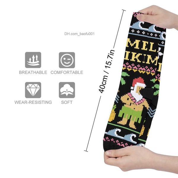 Chaussettes pour hommes Mele Kalikimaka Noël voici le chandail laid fun Santa chaussettes gym rugby chaussettes pour hommes Z230727