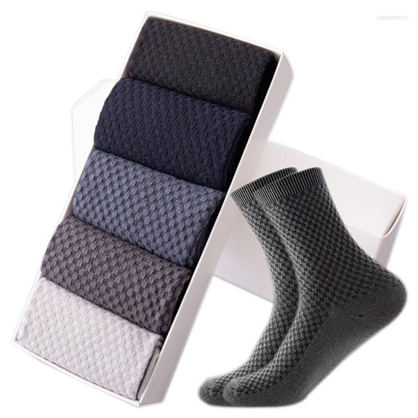 Chaussettes pour hommes 3 paires de chaussettes élastiques respirantes en fibre de bambou longue déodorant antibactérien durable robe d'affaires cheville hommes Sox