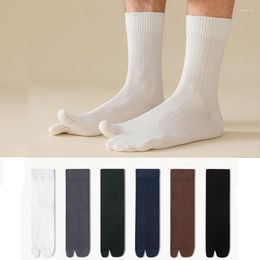 Heren sokken heren van hoge kwaliteit twee vingers met twee vingers comfortabele pure kleur lederen schoenen druk reduceren duimclip