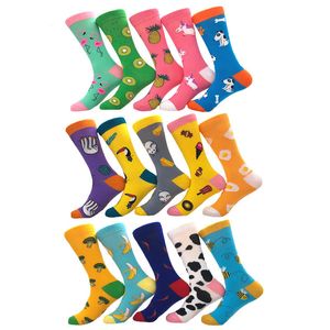 Chaussettes pour hommes hommes coton peigné nourriture fruits rayures motif animal long tube drôle heureux nouveauté skateboard équipage décontracté fou