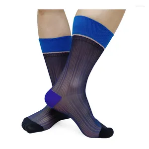 Chaussettes pour hommes Hommes Nylon Soie Robe formelle Costume Voir à travers pour chaussures en cuir Dépouillé Sexy Tuyau Mâle Cadeaux d'affaires de mariage