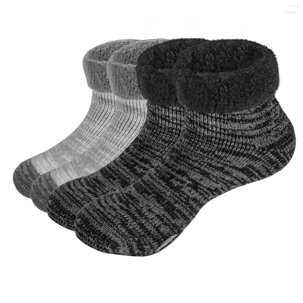 Chaussettes pour hommes 1 paire de pantoufles d'isolation épaisses antidérapantes doublées en peluche pour hommes