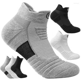 Chaussettes antidérapantes en coton pour hommes, 1 paire, pour course à pied, basket-ball, cyclisme en plein air, athlétique, sans sueur, Sport respirant