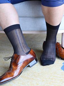 Chaussettes pour hommes 3 paire/lot Tube court pour hommes classique vieux bas à rayures en Nylon chaussures habillées TNT Sexy