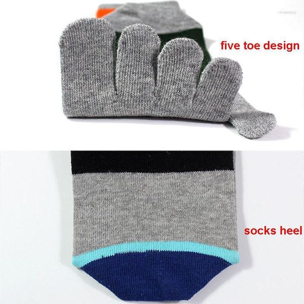 Chaussettes pour hommes 5 paires hommes coton avec orteils mode rayé cinq doigts mollet bas Harajuku orteil Mans garçons cadeau Calcetines