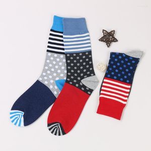 Chaussettes pour hommes DONGAI hommes mode couleur rayé chaussette automne et hiver coton respirant confortable affaires décontracté Sox