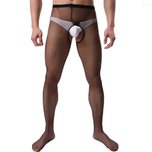 Herensokken Mannen Sexy Hol Open Kruis Panty Erotische Lingerie Sheer Mesh Transparante Panty Rekbare Kousen Kousen Ondergoed