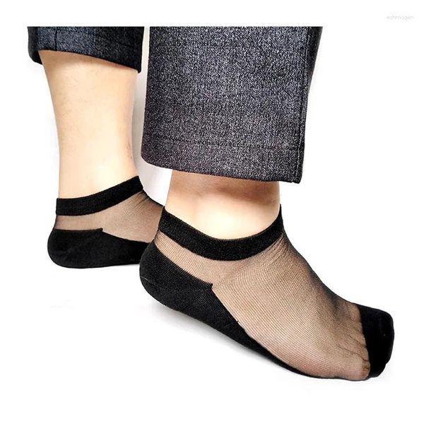 Chaussettes pour hommes Hommes Sheer Nylon Soies Sexy Pour Chaussures En Cuir Mince Cheville Formelle Transparent Voir À Travers Mâle