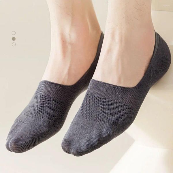 Calcetines para hombres Hombres Malla corta Invisible Algodón Casual Sólido Delgado Silicio Antideslizante Barco Bajo Corte Transpirable Boca poco profunda