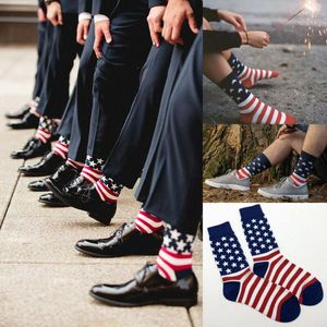 Chaussettes pour hommes, drapeau américain, étoiles patriotiques, rayures, équipage pour hommes