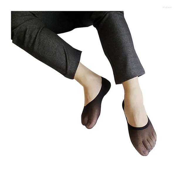 Calcetines para hombres Hombres Terciopelo Invisible Tobillo Delgado Ultra Estiramiento Zapatos de cuero de seda para hombre Negro Azul