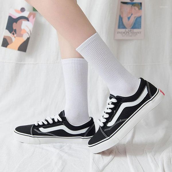 Calcetines de hombre Unisex de negocios coreano Vintage Streetwear largo blanco negro mujer Casual Hip Hop Skateboard Sox