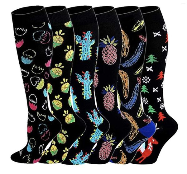 Chaussettes pour hommes hommes femmes Compression drôle Cactus ananas course pour infirmières attelles vol voyage grossesse œdème récupération