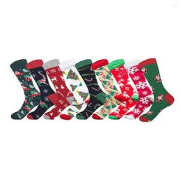 Heren sokken mannen dames harajuku mode kerstdruk katoen middelste buis kousen 1 -piece zak hangende kerstboom hangen