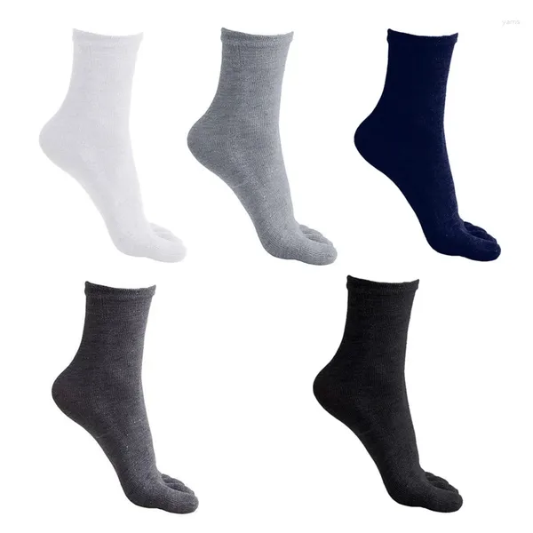 Chaussettes pour hommes cinq doigts doux polyester coton cheville orteil couleur unie respirant 37JB