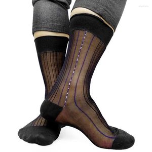 Heren sokken heren formeel pak nylon zijden bedrijf gestreepte hoogwaardige pure dunne zien door sexy fetisj collectie man