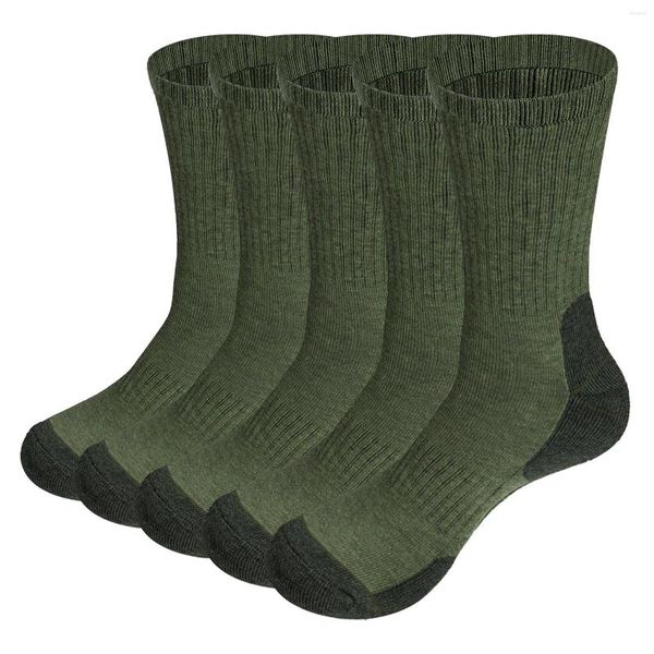Chaussettes pour hommes évacuant l'humidité mi-mollet bottes de travail thermiques chaussettes de sport randonnée Trekking (5 paires/pack)